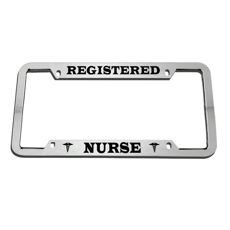 Speedy Pros Registered Nurse Zinc Metal License Plate Frame Car Auto Tag Holder Chrome 4 Holes - Image 1